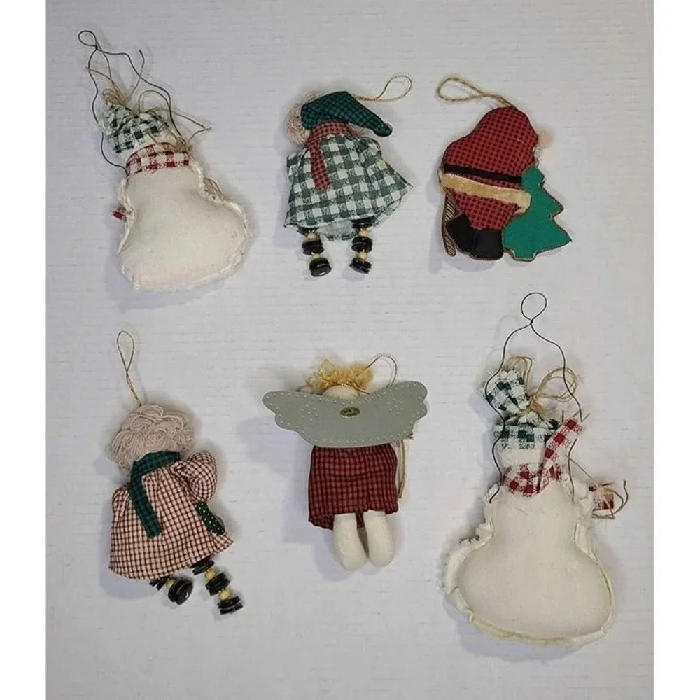 Christmas Ornaments Group of 26 Wood Fabric Ceramic Colorful Variety